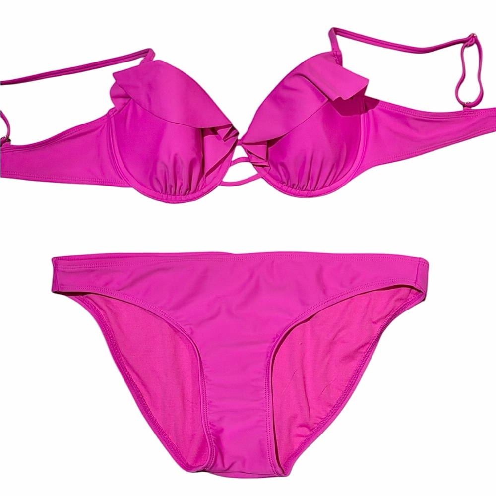 Xhilaration Hot Pink Ruffle Underwire Bikini Set
